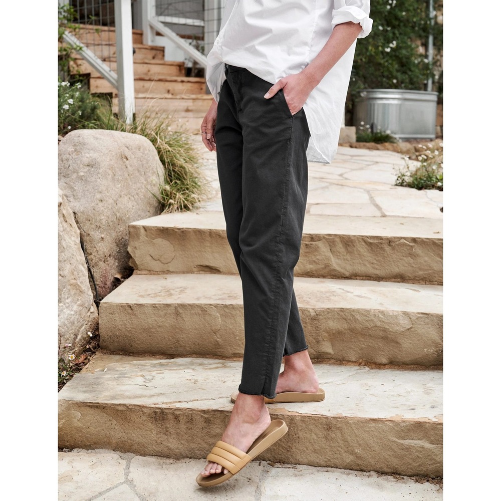 Frank & Eileen Wicklow Washed Black Italian Chino Raw Hem Crop Pants 12 Gray - Picture 2 of 7
